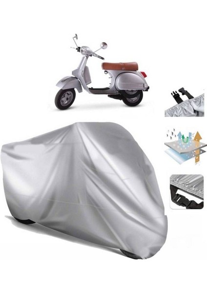 | Lml Star 4 Arka Çanta (Bağlantı Tokalı) Uyumlu Solarblock Prime Uyumlu Motosiklet Brandası | Su Geçirmez, %99 UV, Yansıtıcı Gümüş Üst, 360° Lastikli, Taşıma Çantalı