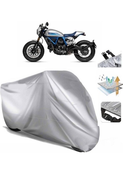 | Ducati Scrambler Café Racer Arka Çanta (Bağlantı Tokalı) Uyumlu Solarblock Uyumlu Motosiklet Brandası | Su Geçirmez, %99 UV, Yansıtıcı Gümüş Üst fiyatları