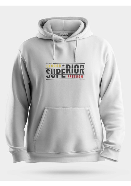 Superior London Londra Baskılı Unisex Kapüşonlu Sweatshirt