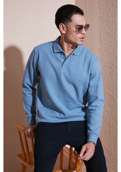 Pamuk Karışımlı Regular Fit Polo Yaka Kazak Erkek Polo Yaka Kazak 456223