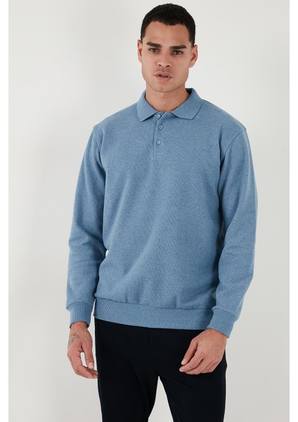 Pamuk Karışımlı Regular Fit Polo Yaka Kazak Erkek Polo Yaka Kazak 456223 fırsatları