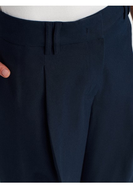 71634 Pilili Geniş Paça Pantolon-Lacivert modelleri
