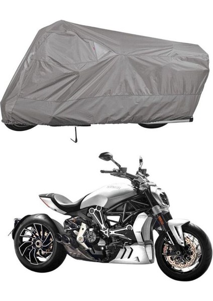 | Ducati Xdiavel Bağlantı Tokalı Uyumlu Solarblock Prime Uyumlu Motosiklet Brandası | Su Geçirmez, %99 UV, Yansıtıcı Gümüş Üst, 360° Lastikli, Taşıma Çantalı