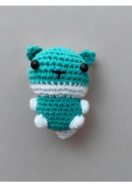 El Yapımı Amigurumi Anahtarlık 8-9 cm Örgü Hediyelik & Çanta Anahtar Aksesuarı Yeşil