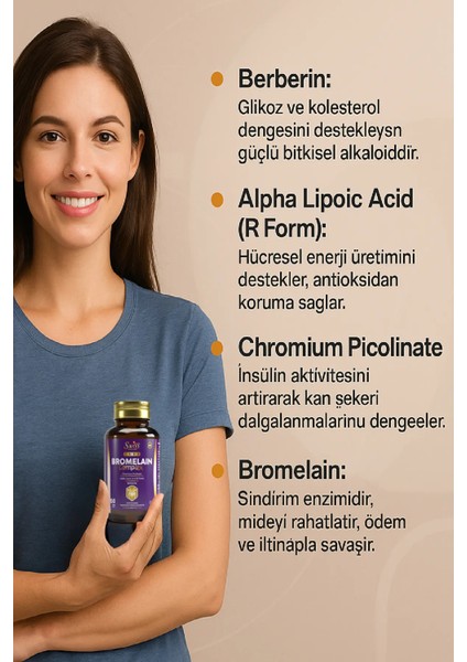 Swiss Bork Berberin + Ala + Krom Pikolinat + Bromelain • 4’lü Bitkisel • 60 Kapsül