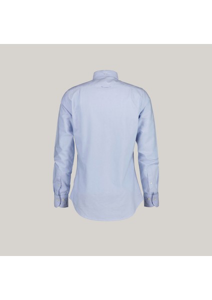 Erkek Mavi Slim Fit Düğmeli Yaka Gömlek fiyatları