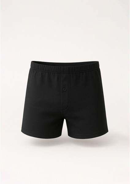 Organıc Pamuklu Relaks Loose Fit Düğmeli Ekstra Bol Kesim Uzun Paçalı Siyah Boxer fiyatları