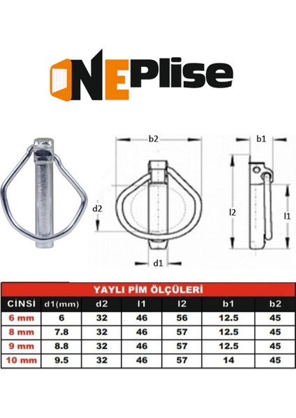 Traktör Pimi Yaylı Pim Galvenizli Çelik 8 MM-100 Adet fiyatları