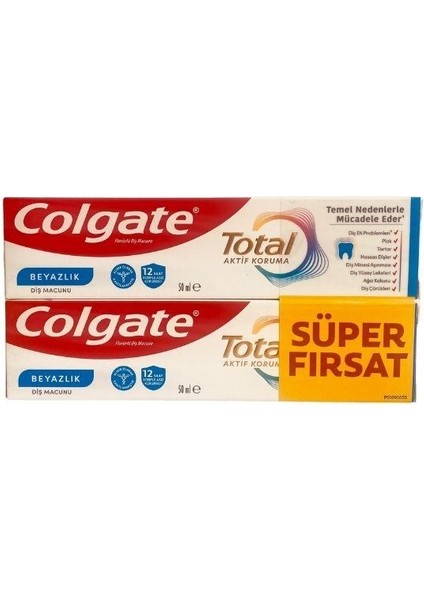 Total Active Protection Beyazlık Diş Macunu 50 ml + 50 ml Süper Fırsat Paket