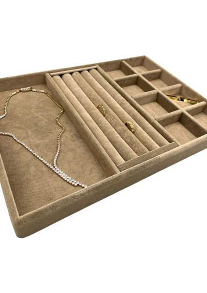 Lizbon Model Süet Kumaş Sütlü Kahve Renk 24/34 cm Takı Sergileme Standı modelleri