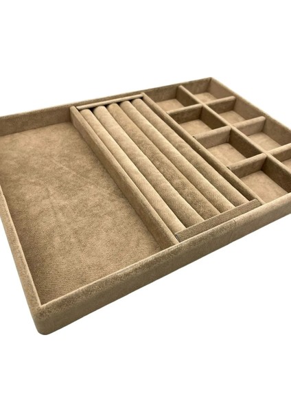 Lizbon Model Süet Kumaş Sütlü Kahve Renk 24/34 cm Takı Sergileme Standı fırsatları