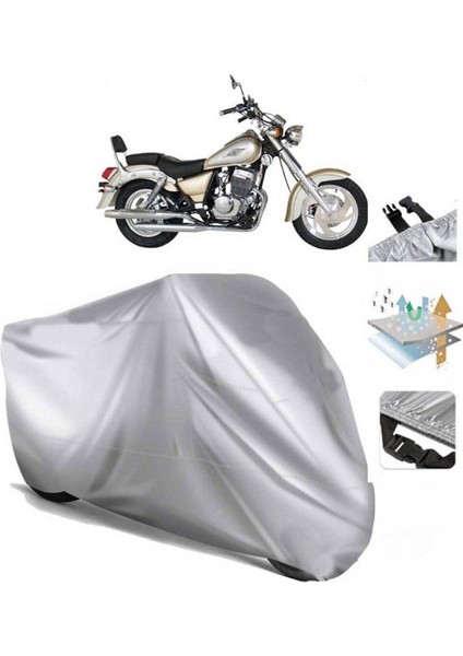 | Jinlun Jl 250-5 Arka Çanta (Bağlantı Tokalı) Uyumlu Solarblock Prime Uyumlu Motosiklet Brandası | Su Geçirmez, %99 UV, Yansıtıcı Gümüş Üst