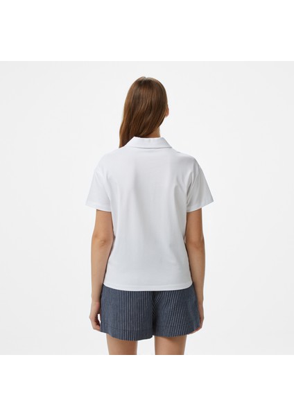 Kadın Beyaz Regular Fit Polo Yaka T-Shirt fiyatları