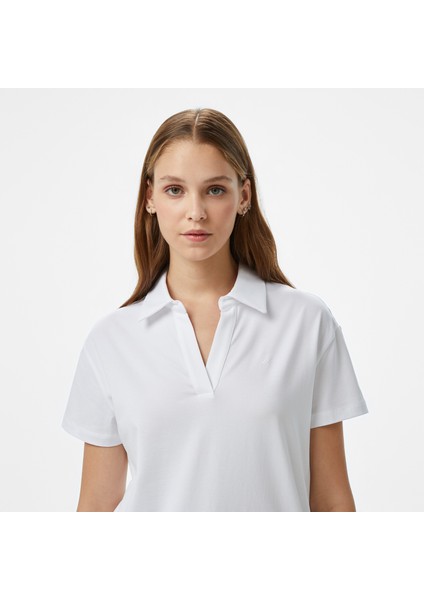 Kadın Beyaz Regular Fit Polo Yaka T-Shirt fırsatları