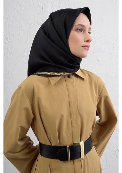 Su Yolu Desenli Saf Ipek Twill Eşarp 9444D 09