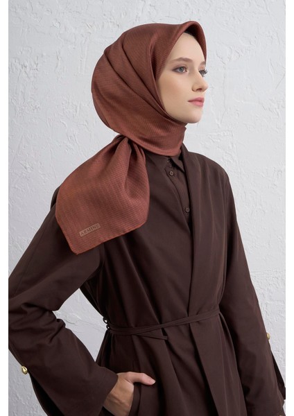 Soyut Desenli Saf Ipek Twill Eşarp 9415D 09
