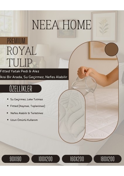 Royal Tulip Premium Fitted Yatak Pedi & Alez | Ikisi Bir Arada | Su Geçirmez, Nefes Alabilir fırsatları
