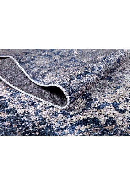 Monterrey Mavi Göbekli Etnik Modern Desenli Makinada Yıkanabilir Hav Toz Vermez Leke Tutmayan Kaymaz Taban Dijital Makine Baskı Salon Yolluk Mutfak Halı modelleri