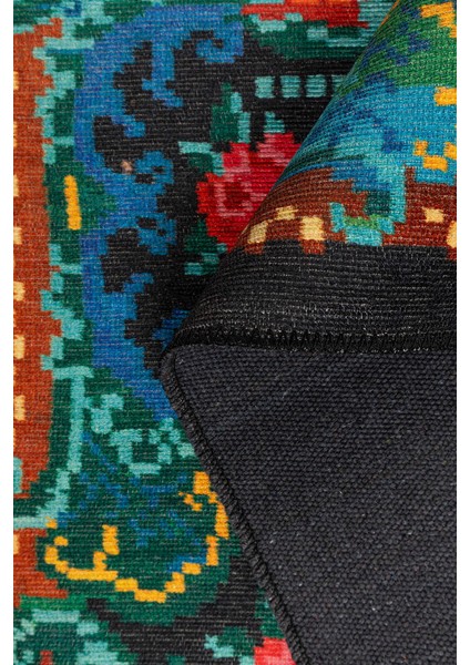 Cala Salada Çiçekli Mavi Polyester Dikdörtgen Modern Desenli Pamuk Makinada Yıkanabilir Hav Toz Vermez Leke Tutmayan Kaymaz Taban Dijital Makine Baskı Salon Yolluk Mutfak Halı fırsatları