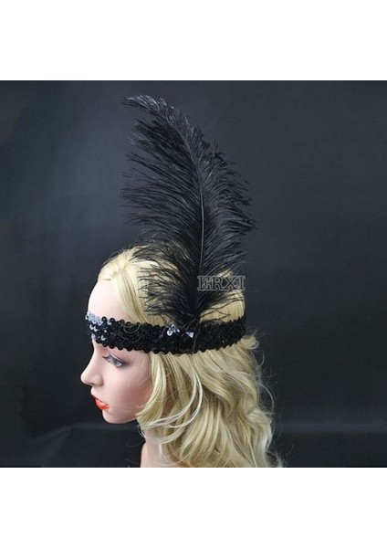 Yılbaşı Saç Tüyü Saç Bandı Siyah Renk