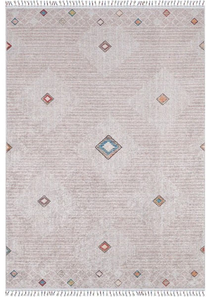 Dolny Krem Göbekli Etnik Modern Desenli Makinada Yıkanabilir Hav Toz Vermez Leke Tutmayan Kaymaz Taban Dijital Makine Baskı Salon Yolluk Mutfak Halı