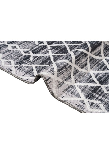 Hilversum Geometrik Siyah Polyester Dikdörtgen Modern Desenli Pamuk Makinada Yıkanabilir Hav Toz Vermez Leke Tutmayan Kaymaz Taban Dijital Makine Baskı Salon Yolluk Mutfak Halı fırsatları