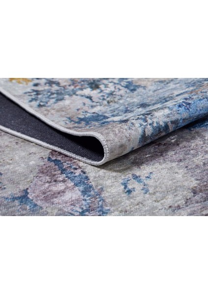 Cita Mavi Modern Etnik Desenli Makinada Yıkanabilir Hav Toz Vermez Leke Tutmayan Kaymaz Taban Dijital Makine Baskı Salon Yolluk Mutfak Halı fırsatları