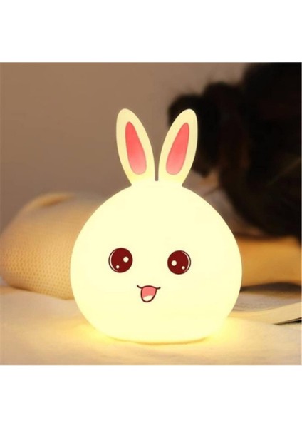 Renk Değiştiren Şarjlı Sevimli Tavşan Tasarımlı Gece Lambası Dekoratif Çocuk Odası fırsatları