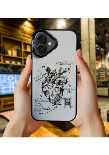 Iphone 16 Uyumlu Anatomik Kalp Desen Baskılı Telefon Kılıfı MK01A