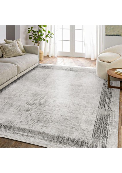 Gri Geometrik Etnik Modern Desenli Pamuk Makinada Yıkanabilir Hav Toz Vermez Leke Tutmayan Kaymaz Taban Dijital Makine Baskı Salon Yolluk Mutfak Halı fiyatları
