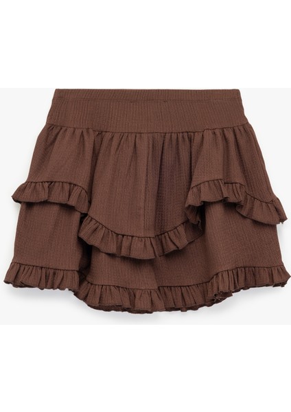 Katlı Volanlı Fırfırlı Yüksek Bel Bürümcük Mini Etek fiyatları