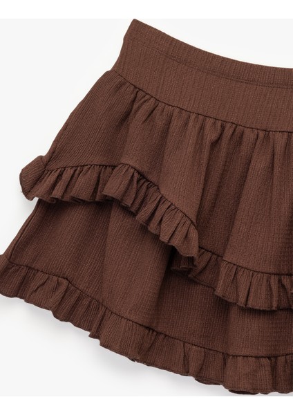 Katlı Volanlı Fırfırlı Yüksek Bel Bürümcük Mini Etek modelleri