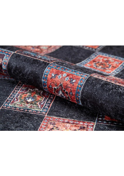 Korsze Lacivert Göbekli Etnik Modern Desenli Makinada Yıkanabilir Hav Toz Vermez Leke Tutmayan Kaymaz Taban Dijital Makine Baskı Salon Yolluk Mutfak Halı fırsatları