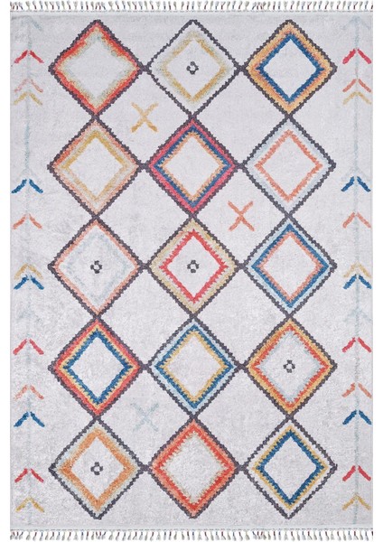 Kozuchow Kırmızı Göbekli Etnik Modern Desenli Makinada Yıkanabilir Hav Toz Vermez Leke Tutmayan Kaymaz Taban Dijital Makine Baskı Salon Yolluk Mutfak Halı