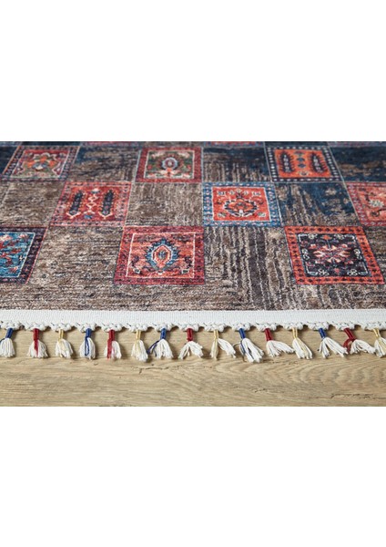 Koprzywnica Lacivert Göbekli Etnik Modern Desenli Makinada Yıkanabilir Hav Toz Vermez Leke Tutmayan Kaymaz Taban Dijital Makine Baskı Salon Yolluk Mutfak Halı modelleri