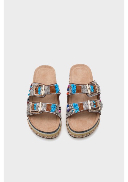 Alyson Taşlı Tokalı Düz Topuk Kadın Terlik