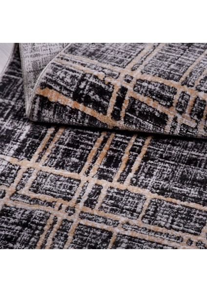 Siyah Modern Etnik Desenli Mikro Hav Vermeyen Leke Tutmayan Kolay Temizlenen Yumuşak Makine Salon Yolluk Mutfak Halı fırsatları