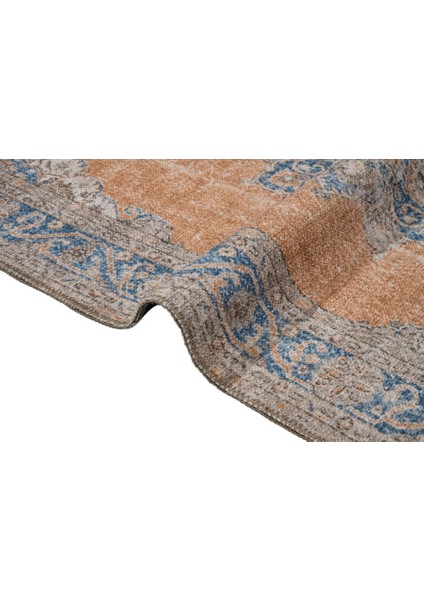 Ede Göbekli Mavi Polyester Dikdörtgen Modern Desenli Pamuk Makinada Yıkanabilir Hav Toz Vermez Leke Tutmayan Kaymaz Taban Dijital Makine Baskı Salon Yolluk Mutfak Halı fırsatları