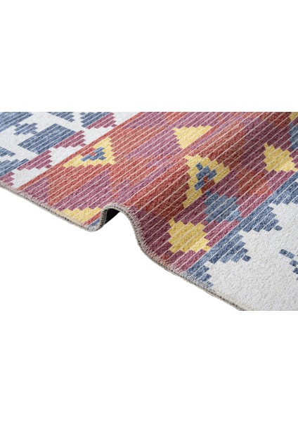 Breda Etnik Mavi Polyester Dikdörtgen Modern Desenli Pamuk Makinada Yıkanabilir Hav Toz Vermez Leke Tutmayan Kaymaz Taban Dijital Makine Baskı Salon Yolluk Mutfak Halı fırsatları