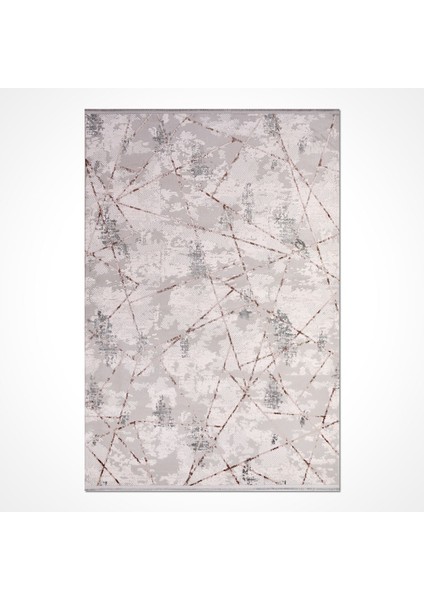 Milani Gri Geometrik Etnik Modern Desenli Akrilik Hav Vermeyen Leke Tutmayan Kolay Temizlenen Yumuşak Makine Salon Yolluk Mutfak Halı