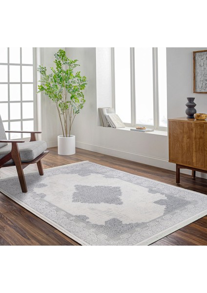 Gri Klasik Etnik Modern Desenli Pamuk Makinada Yıkanabilir Hav Toz Vermez Leke Tutmayan Kaymaz Taban Dijital Makine Baskı Salon Yolluk Mutfak Halı modelleri