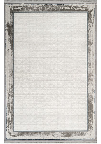 Buxar Çerçeveli Krem Akrilik Dikdörtgen Modern Desenli Akrilik Hav Vermeyen Leke Tutmayan Kolay Temizlenen Yumuşak Makine Salon Yolluk Mutfak Halı