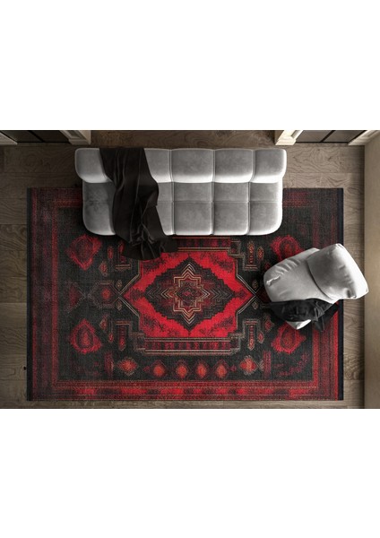 Göbekli Kırmızı Pamuk Dikdörtgen Modern Desenli Pamuk Makinada Yıkanabilir Hav Toz Vermez Leke Tutmayan Kaymaz Taban Dijital Makine Baskı Salon Yolluk Mutfak Halı fiyatları