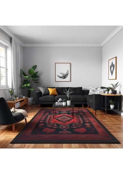 Göbekli Kırmızı Pamuk Dikdörtgen Modern Desenli Pamuk Makinada Yıkanabilir Hav Toz Vermez Leke Tutmayan Kaymaz Taban Dijital Makine Baskı Salon Yolluk Mutfak Halı modelleri