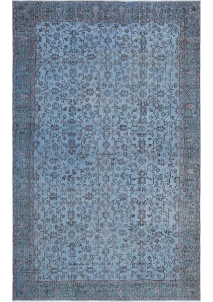 Atina Mavi Eskitme Yün Modern Desenli Yün Hav Toz Vermez Leke Tutmayan Salon Yolluk Mutfak El Dokuma Halı