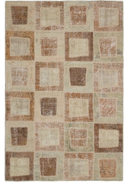 Selanik Bej Eskitme Yün Modern Desenli Yün Hav Toz Vermez Leke Tutmayan Salon Yolluk Mutfak El Dokuma Halı