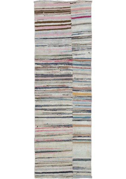 Teselya Bej Çizgili Yün Modern Desenli Yün Hav Toz Vermez Leke Tutmayan Salon Yolluk Mutfak El Dokuma Halı