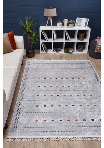 Laziska Gri Göbekli Etnik Modern Desenli Makinada Yıkanabilir Hav Toz Vermez Leke Tutmayan Kaymaz Taban Dijital Makine Baskı Salon Yolluk Mutfak Halı fiyatları