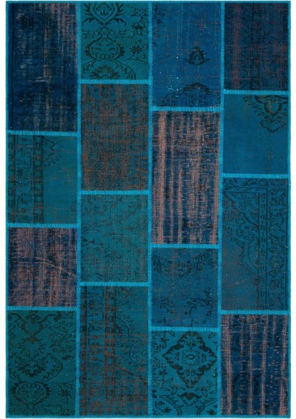 Teselya Kırmızı Eskitme Yün Modern Desenli Yün Hav Toz Vermez Leke Tutmayan Salon Yolluk Mutfak El Dokuma Halı