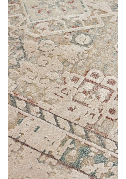 Çerçeveli Bej Viskon Dikdörtgen Modern Desenli Akrilik Hav Vermeyen Leke Tutmayan Kolay Temizlenen Yumuşak Makine Salon Yolluk Mutfak Halı fırsatları